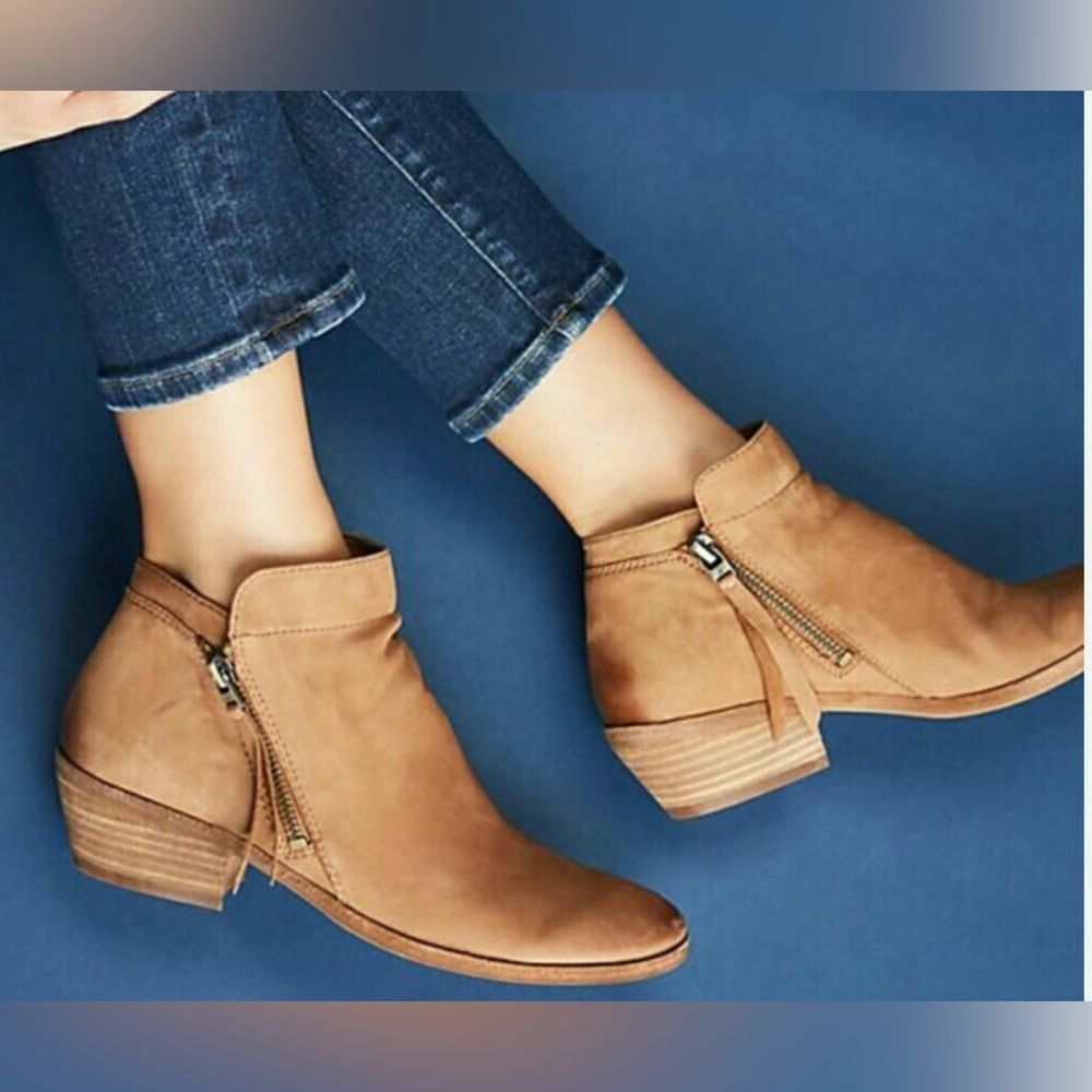 Sam Edelman Parker Ankle Boot double zipper Leather Y2K Western Sz 8 M